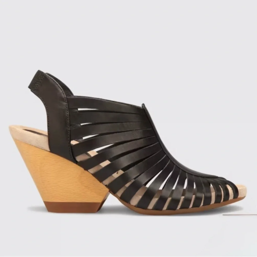 Camper Rachel Leather Wedge Sandals Black EU 38